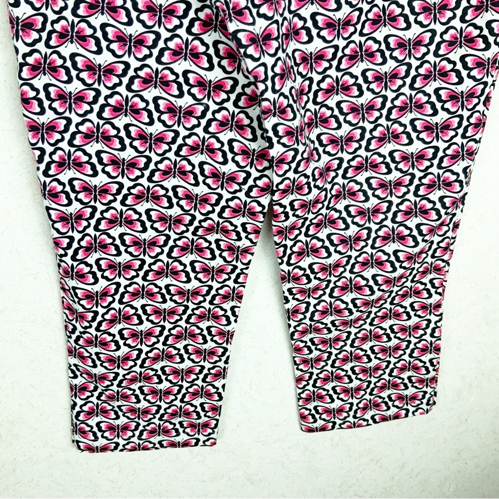 Vintage Talbots Pink Butterfly Pattern Capri Pants Size 8 Whimsical Cottagecore - Picture 9 of 13